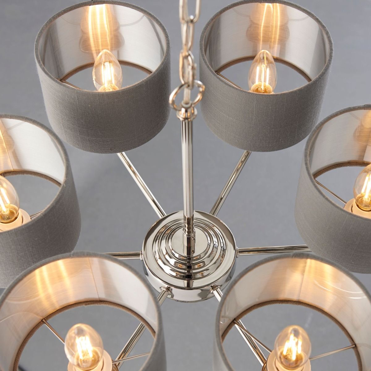 Highclere 6 Light Nickel & Charcoal Chandelier