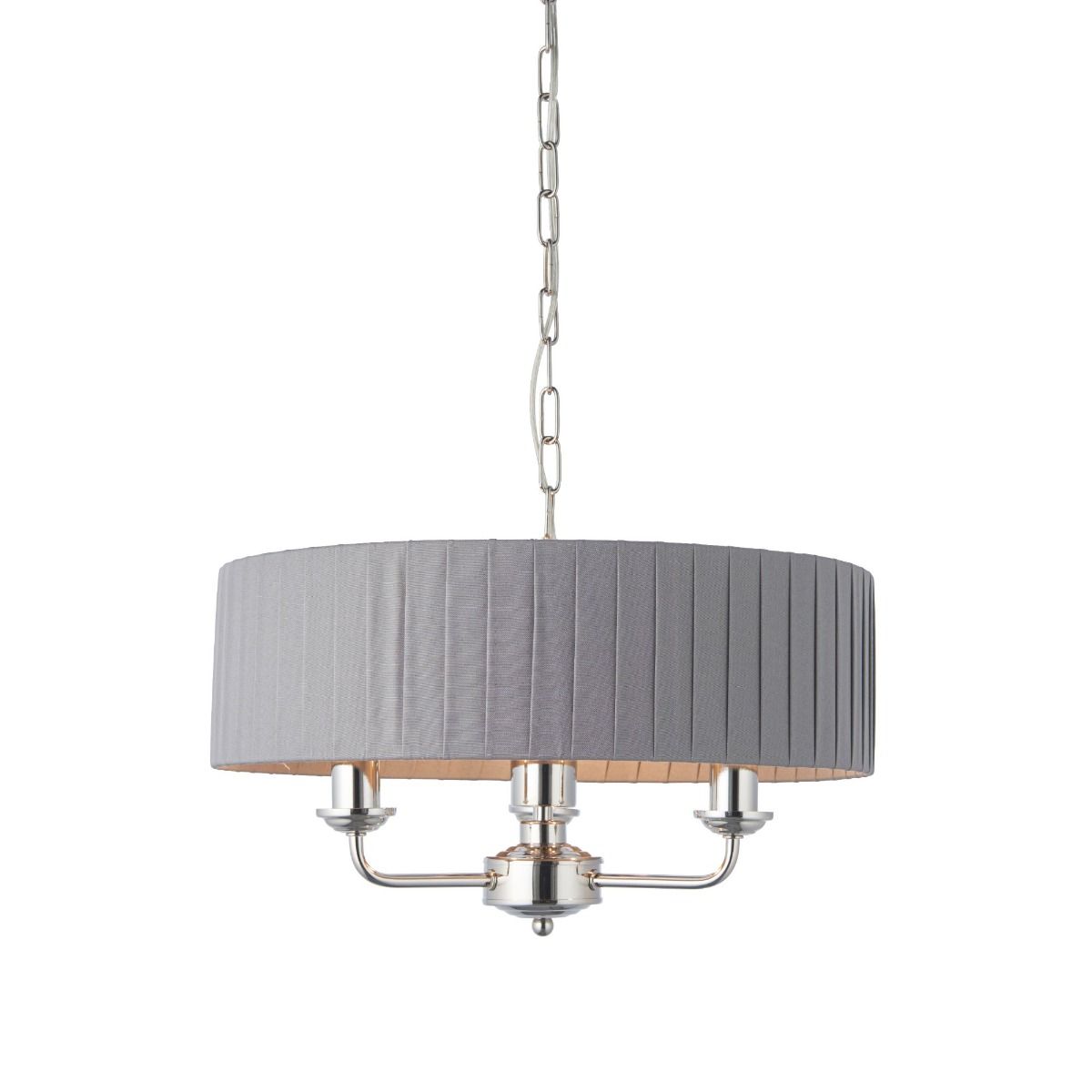 Highclere 3 Light Nickel & Charcoal Pleated Ceiling Pendant