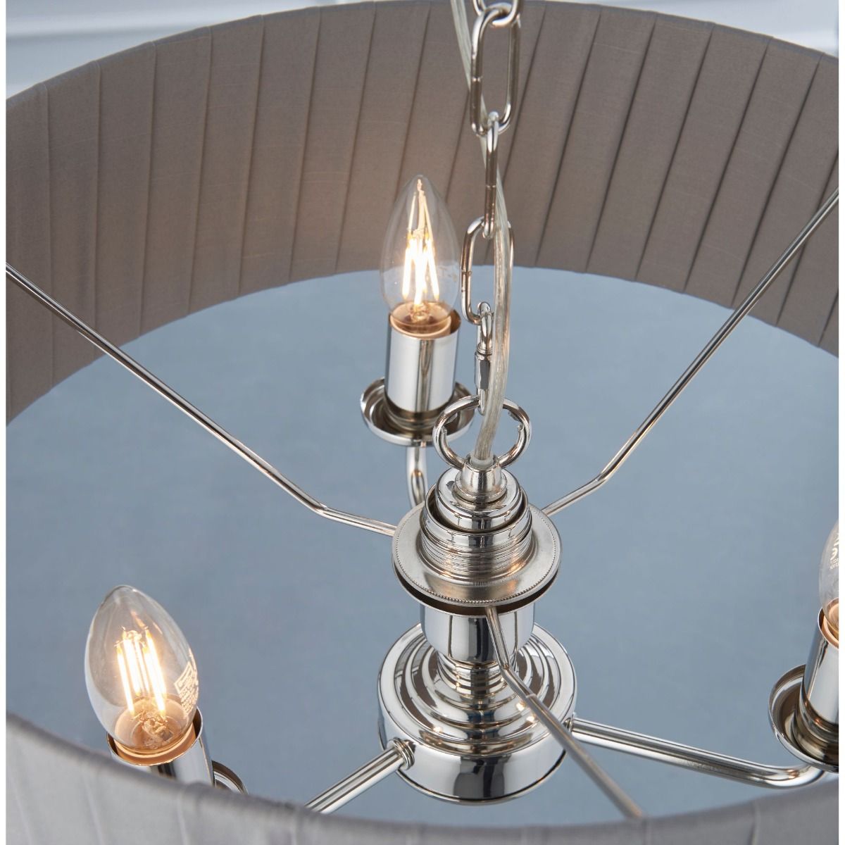 Highclere 3 Light Nickel & Charcoal Pleated Ceiling Pendant