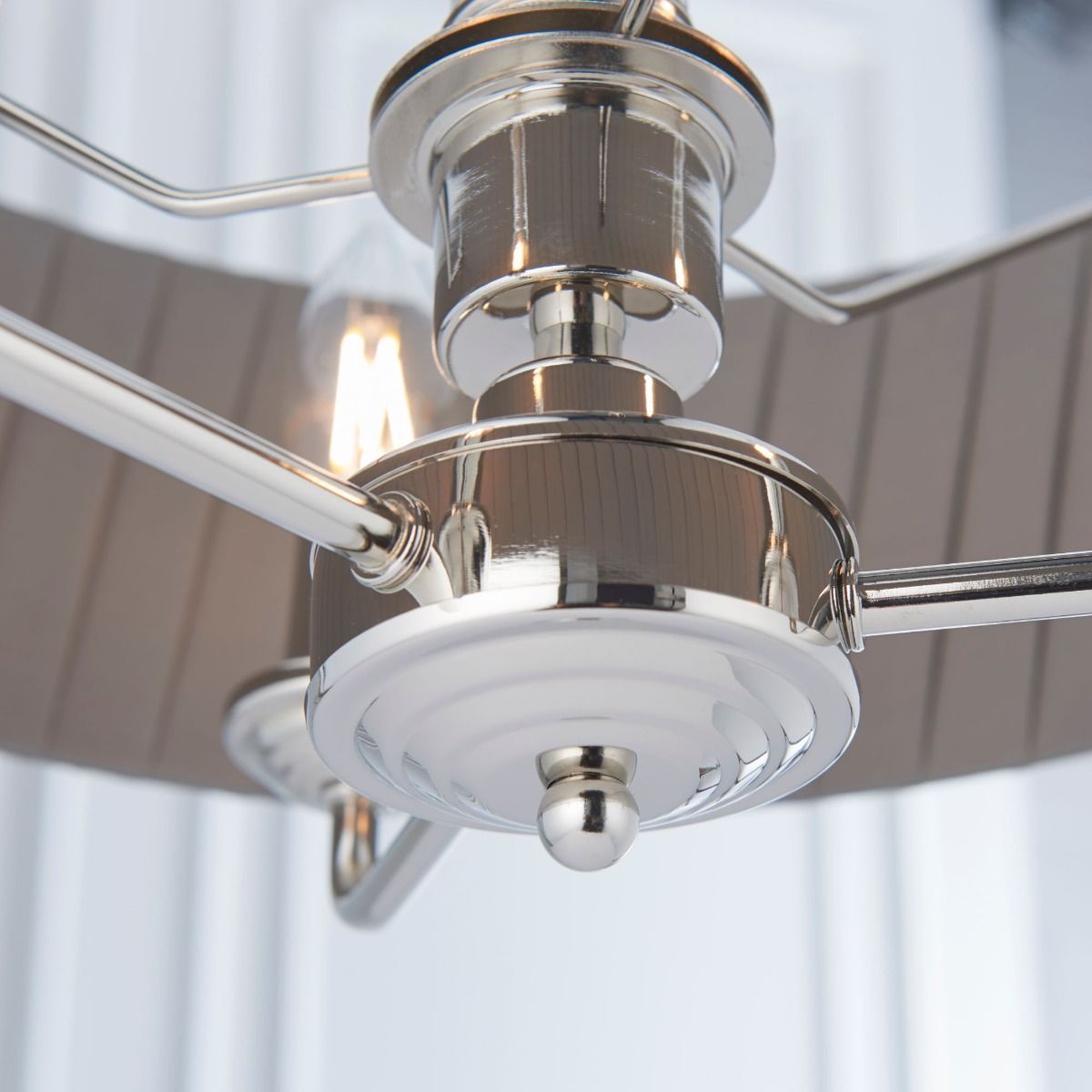 Highclere 3 Light Nickel & Charcoal Pleated Ceiling Pendant