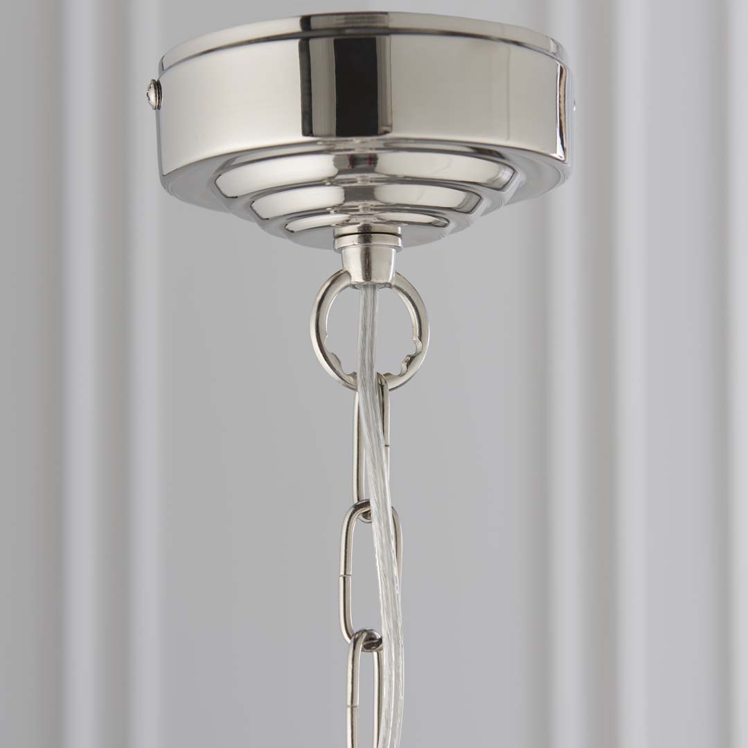 Highclere 6 Light Nickel & Charcoal Pleated Ceiling Pendant