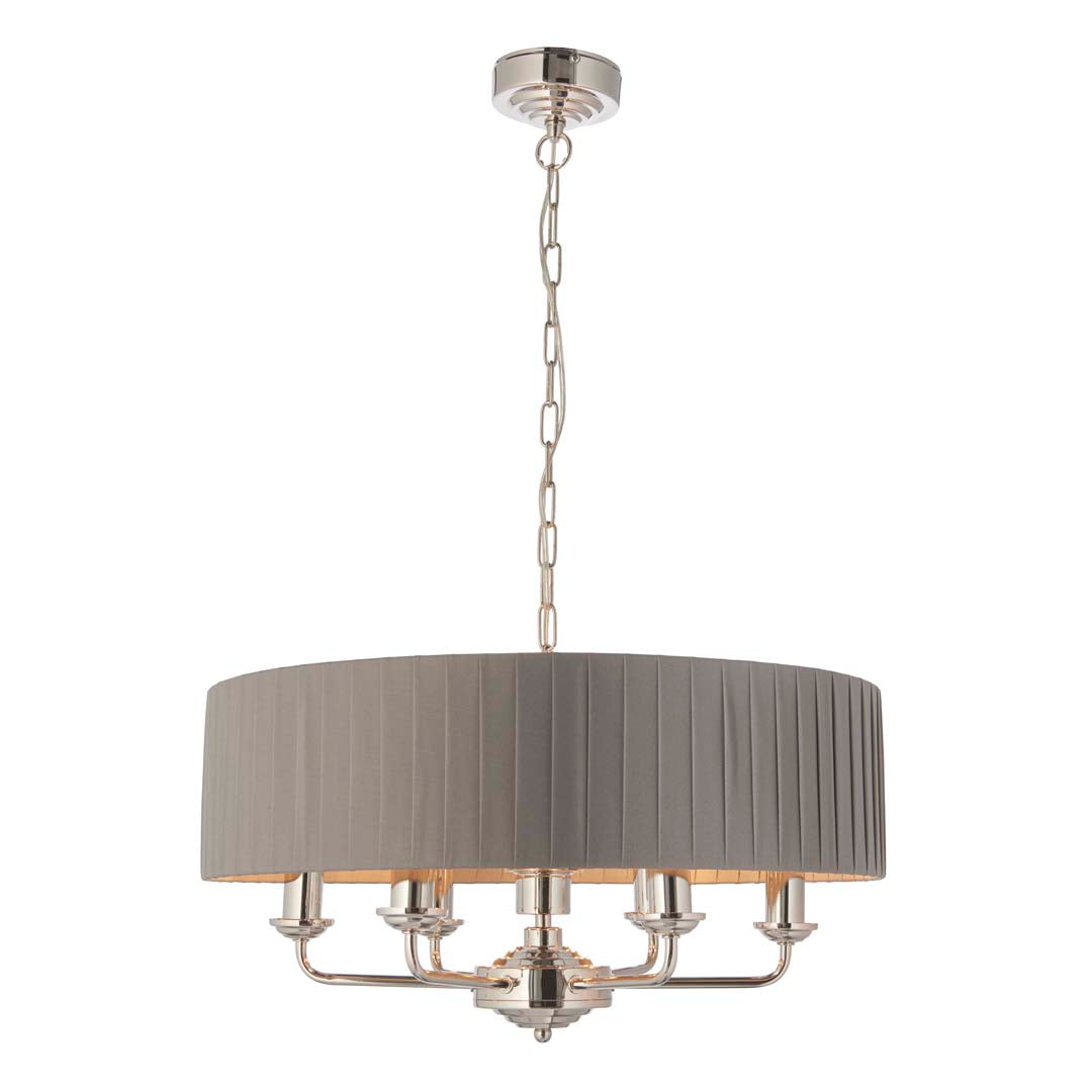 Highclere 6 Light Nickel & Charcoal Pleated Ceiling Pendant