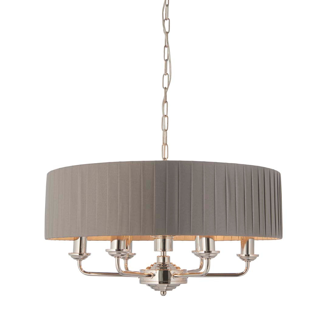 Highclere 6 Light Nickel & Charcoal Pleated Ceiling Pendant
