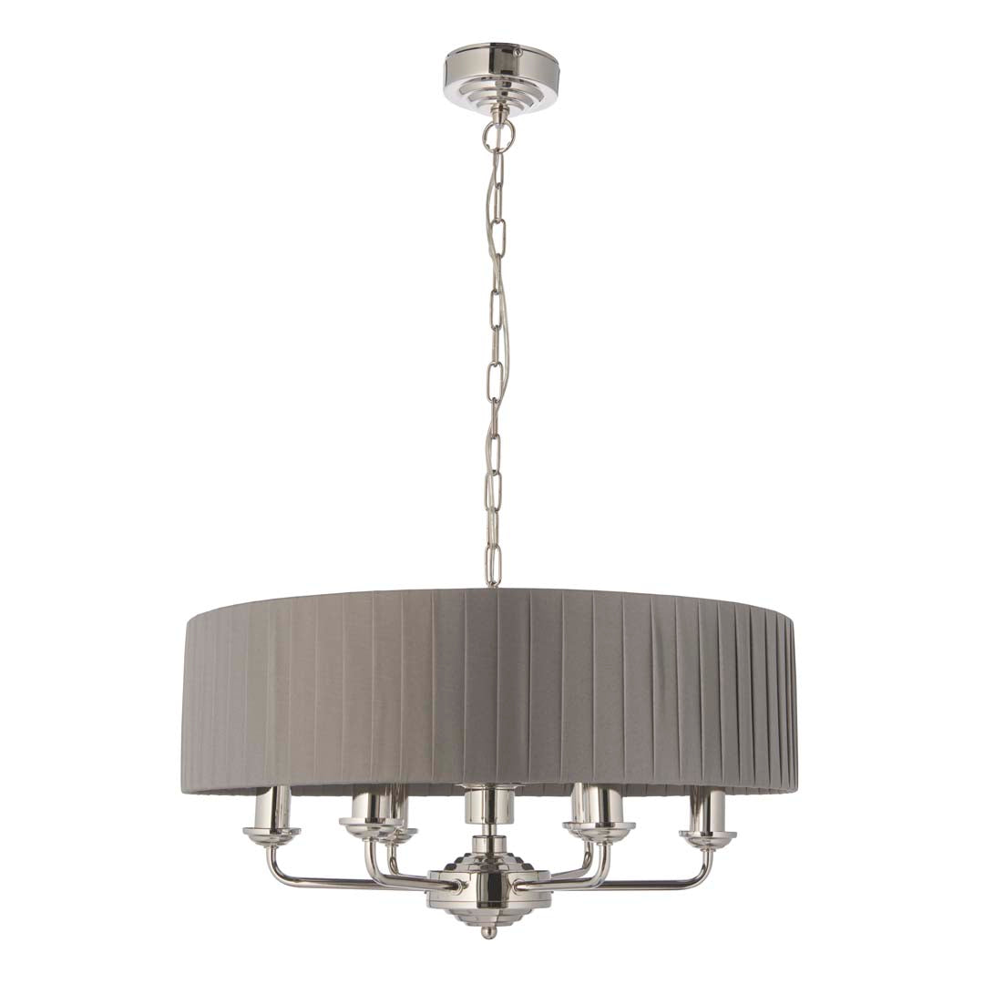 Highclere 6 Light Nickel & Charcoal Pleated Ceiling Pendant