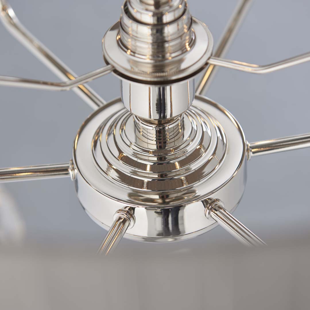 Highclere 6 Light Nickel & Charcoal Pleated Ceiling Pendant