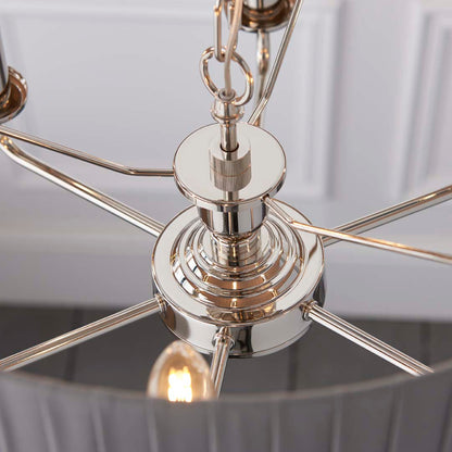 Highclere 6 Light Nickel & Charcoal Pleated Ceiling Pendant