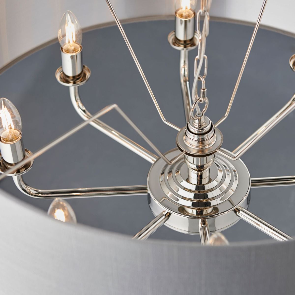 Highclere 8 Light Nickel & Charcoal Ceiling Pendant