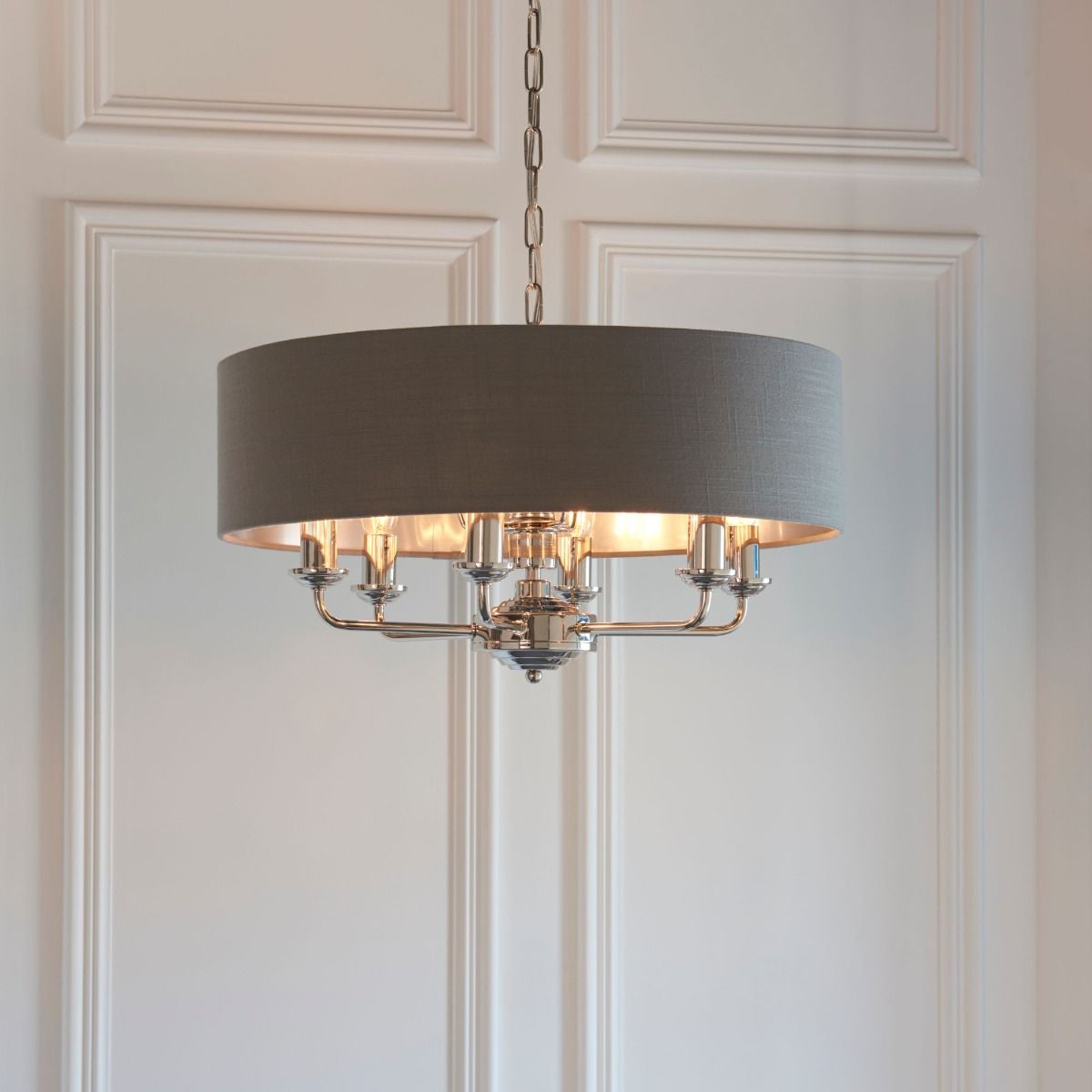 Highclere 8 Light Nickel & Charcoal Ceiling Pendant