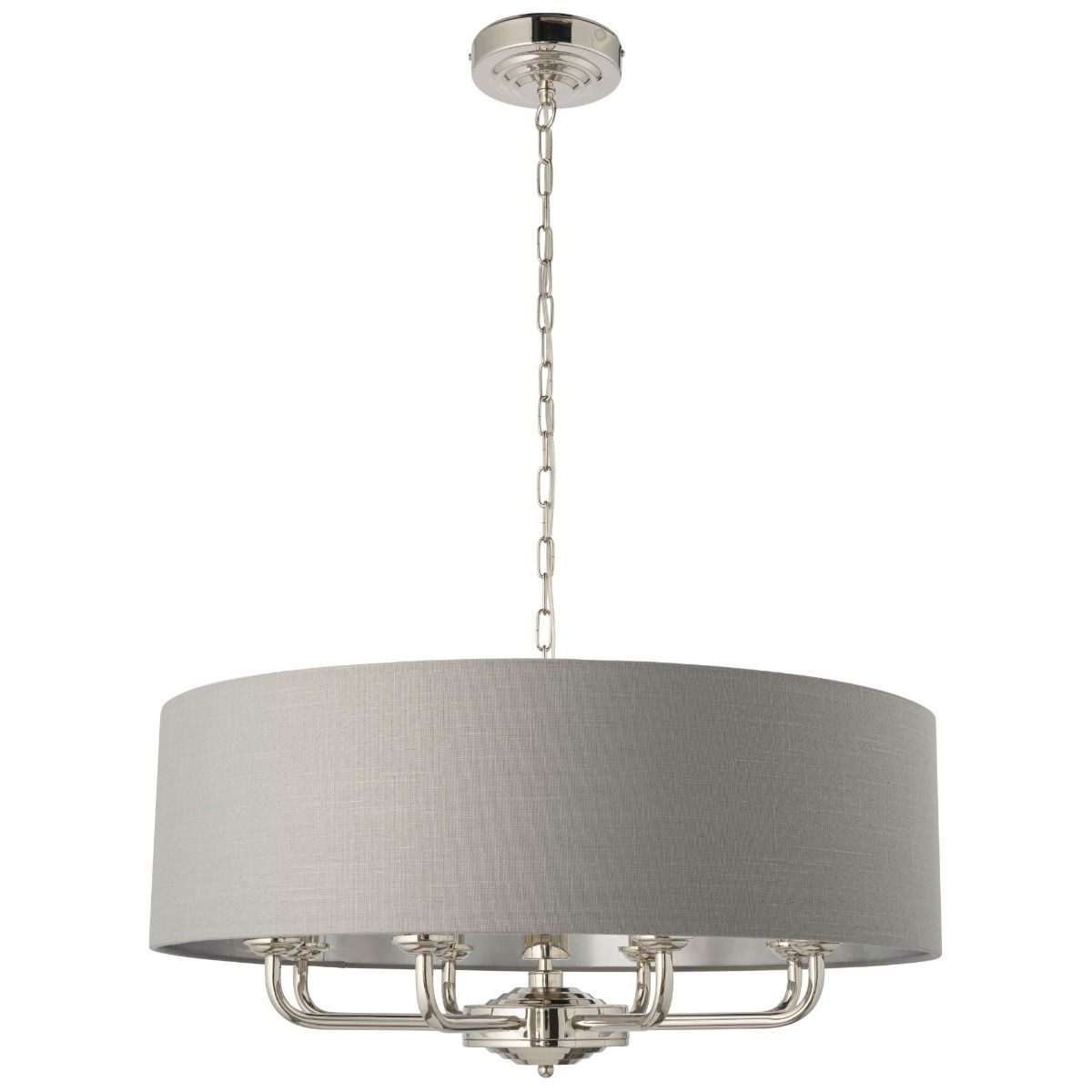Highclere 8 Light Nickel & Charcoal Ceiling Pendant