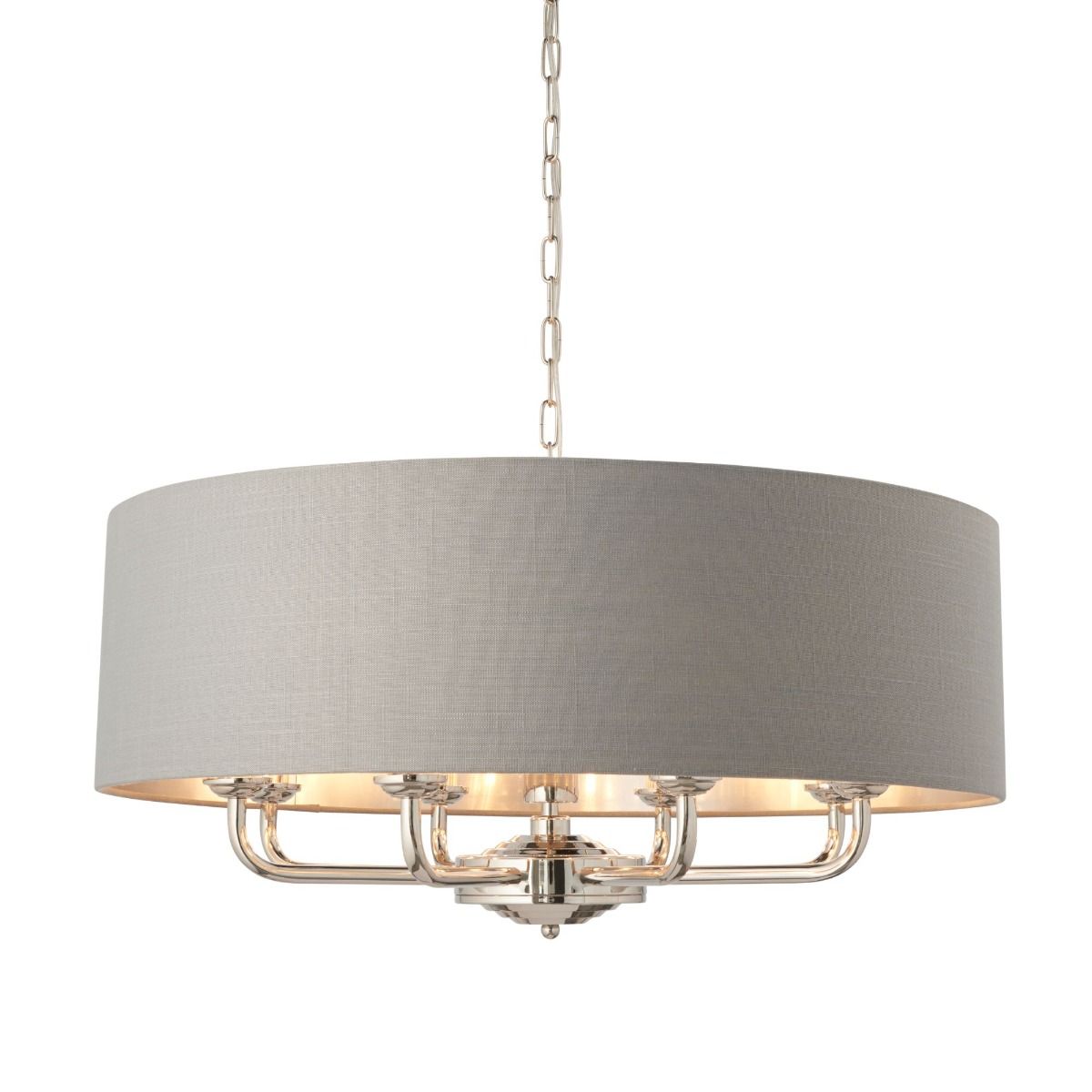 Highclere 8 Light Nickel & Charcoal Ceiling Pendant