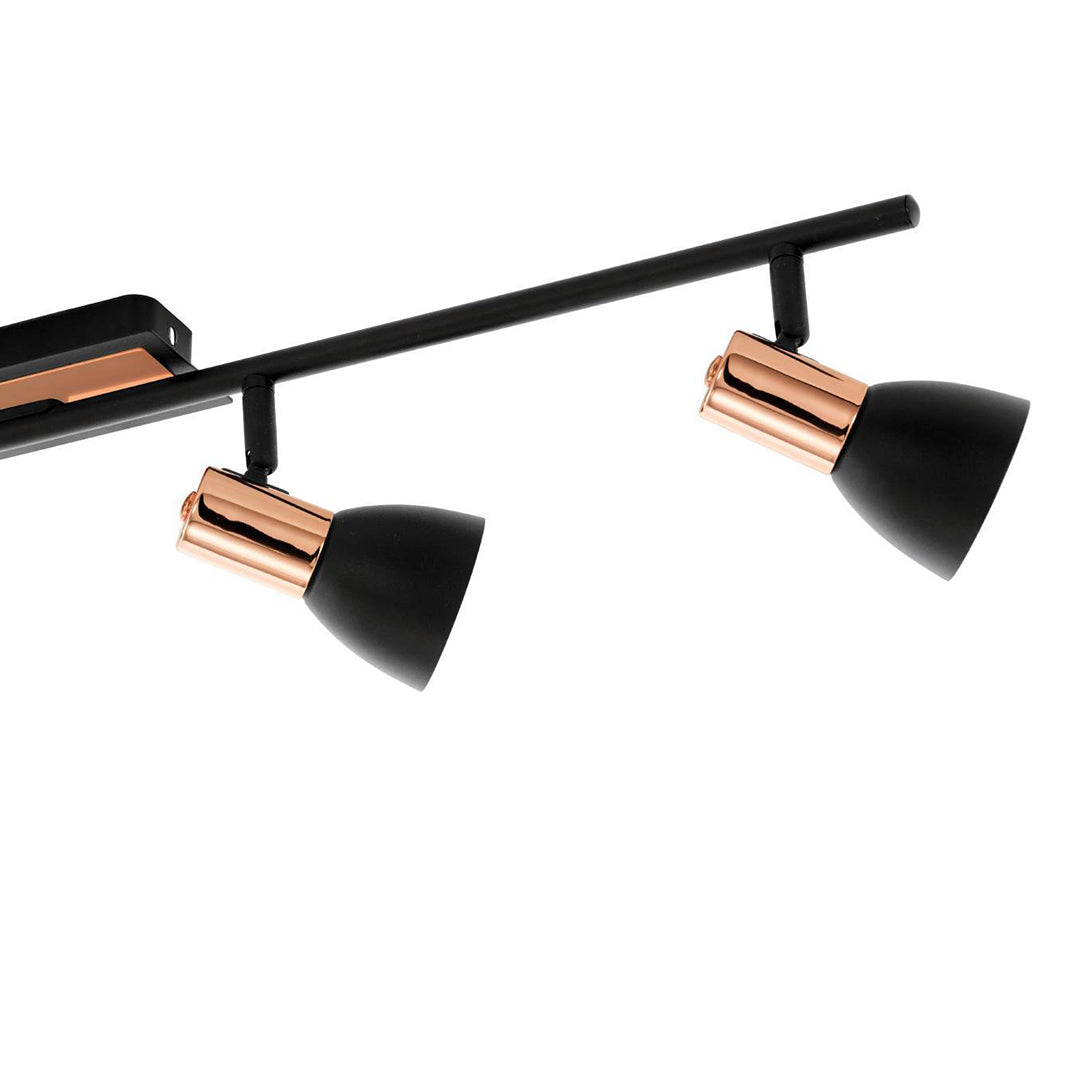 Barnham 4 Light Black & Copper Ceiling Spotlight Bar