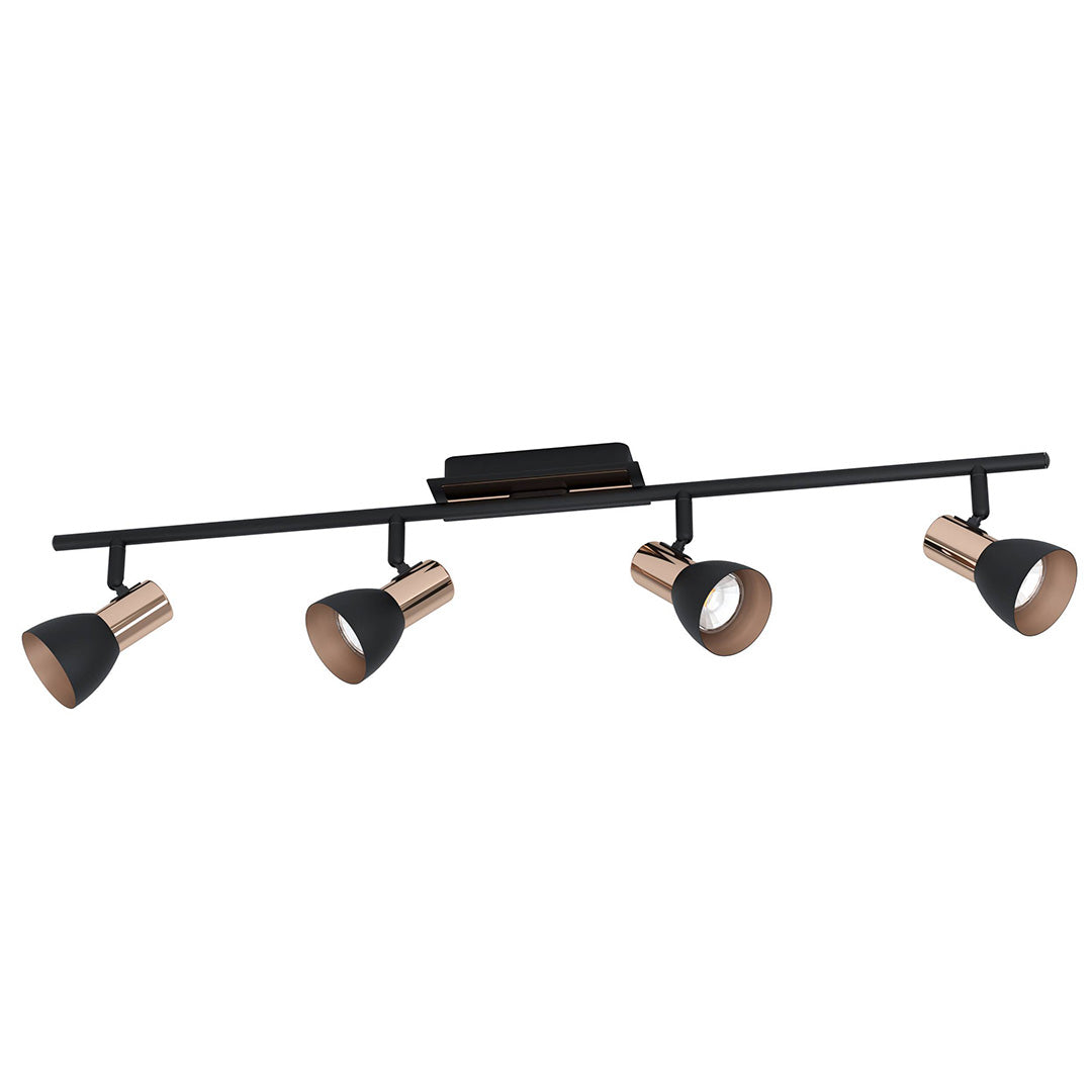 Barnham 4 Light Black & Copper Ceiling Spotlight Bar