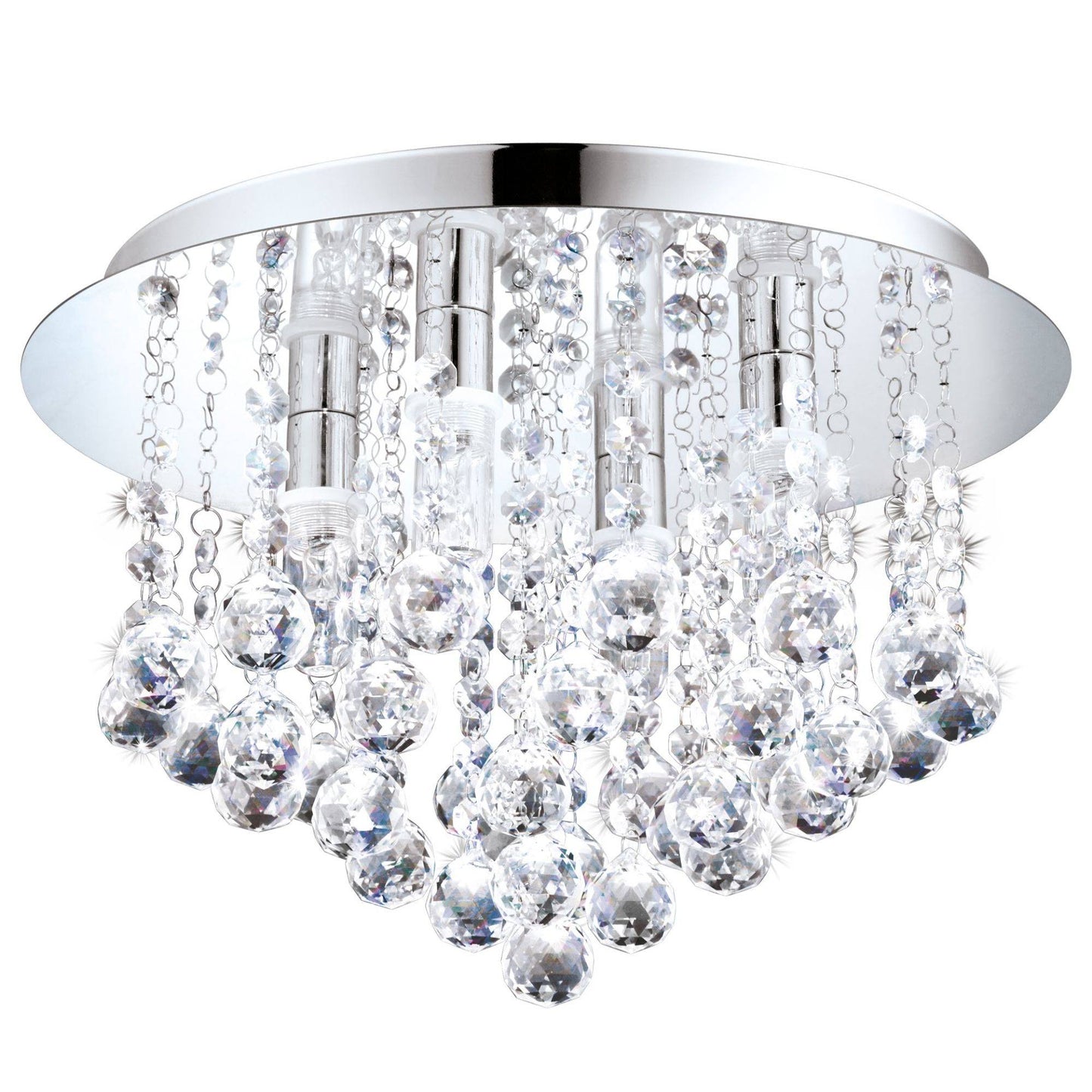Almonte 4 Light LED IP44 Crystal Semi Flush Ceiling Light