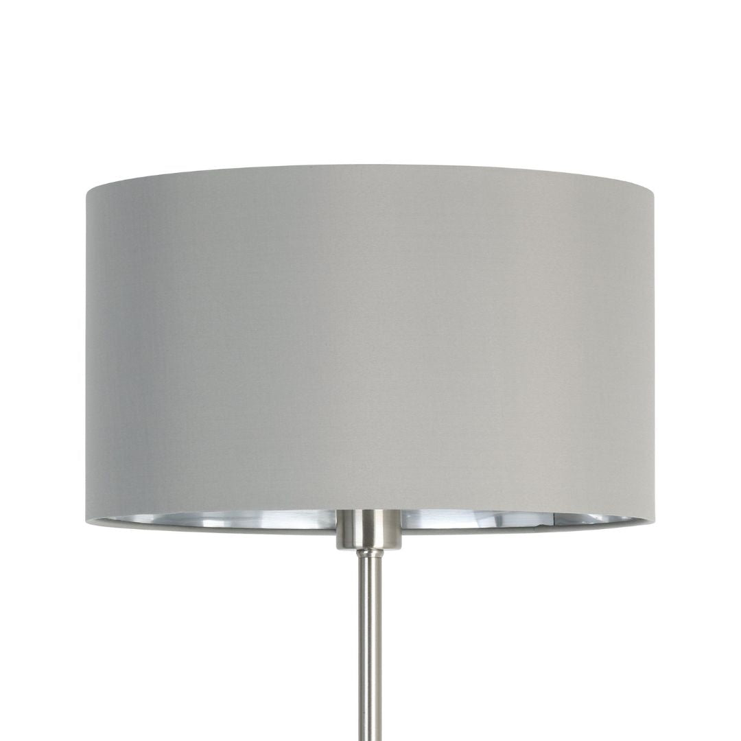 Maserlo Satin Nickel Floor Lamp with Silver Shade