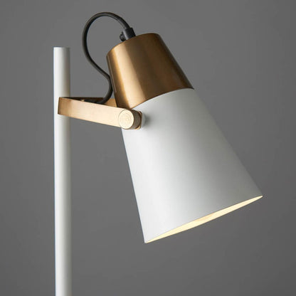 Gerik White & Brass Desk Table Lamp