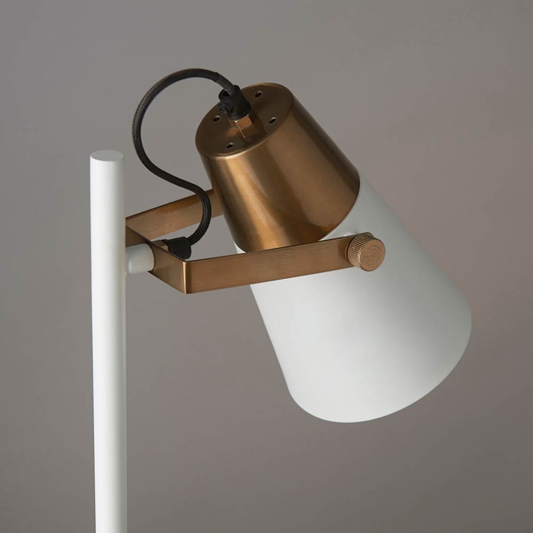 Gerik White & Brass Desk Table Lamp