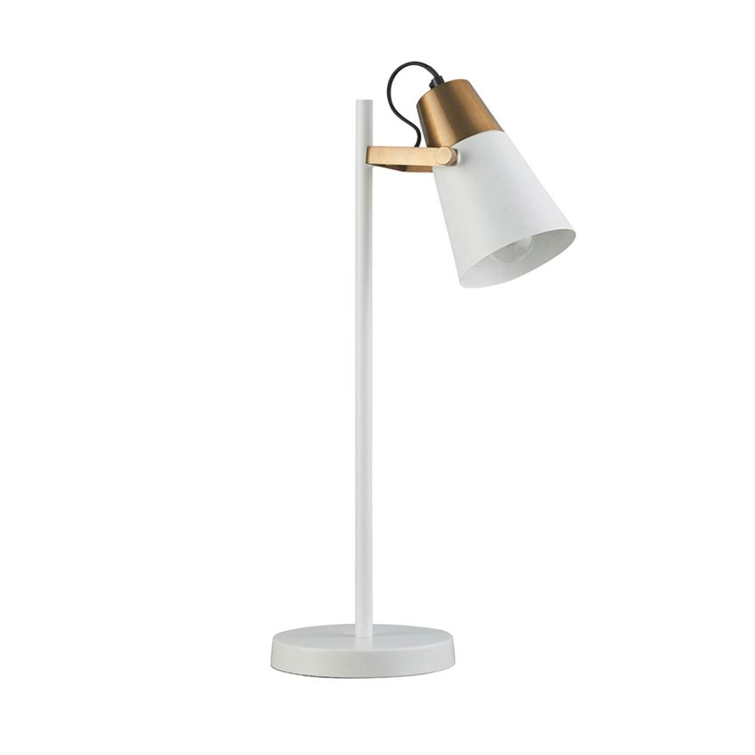 Gerik White & Brass Desk Table Lamp