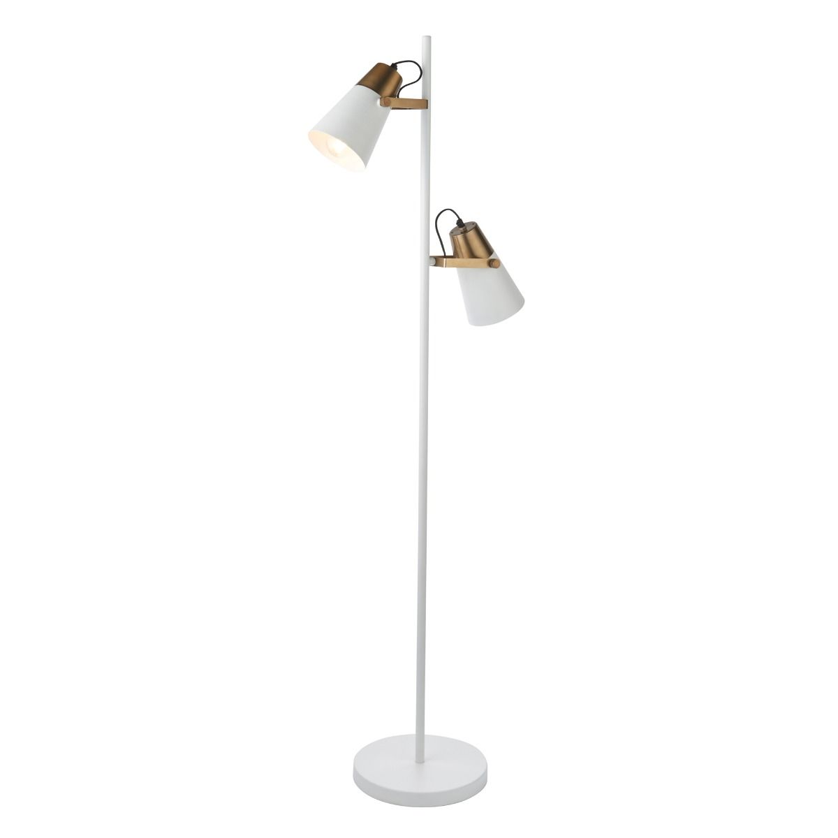 Gerik 2 Light White & Brass Task Floor Lamp