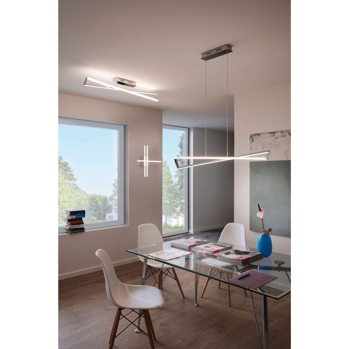 Agrela 2 Light Polished Chrome LED Linear Ceiling Pendant