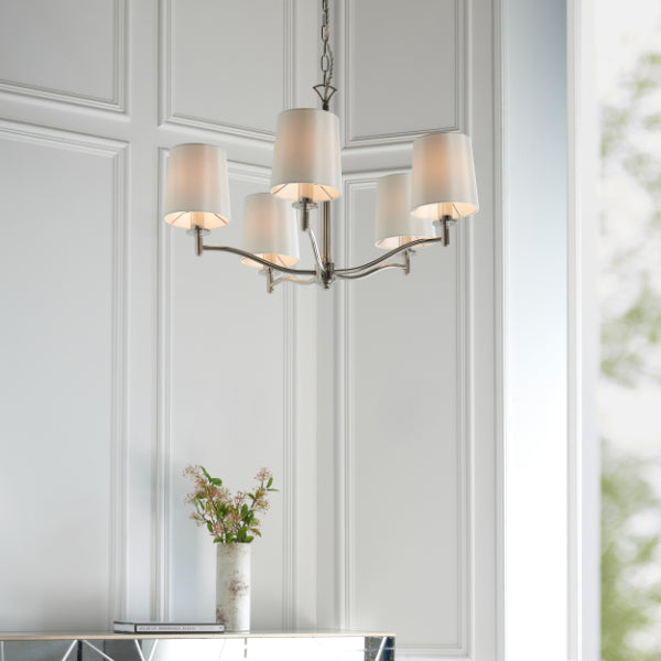 Ortona Nickel 5 Light Chandelier