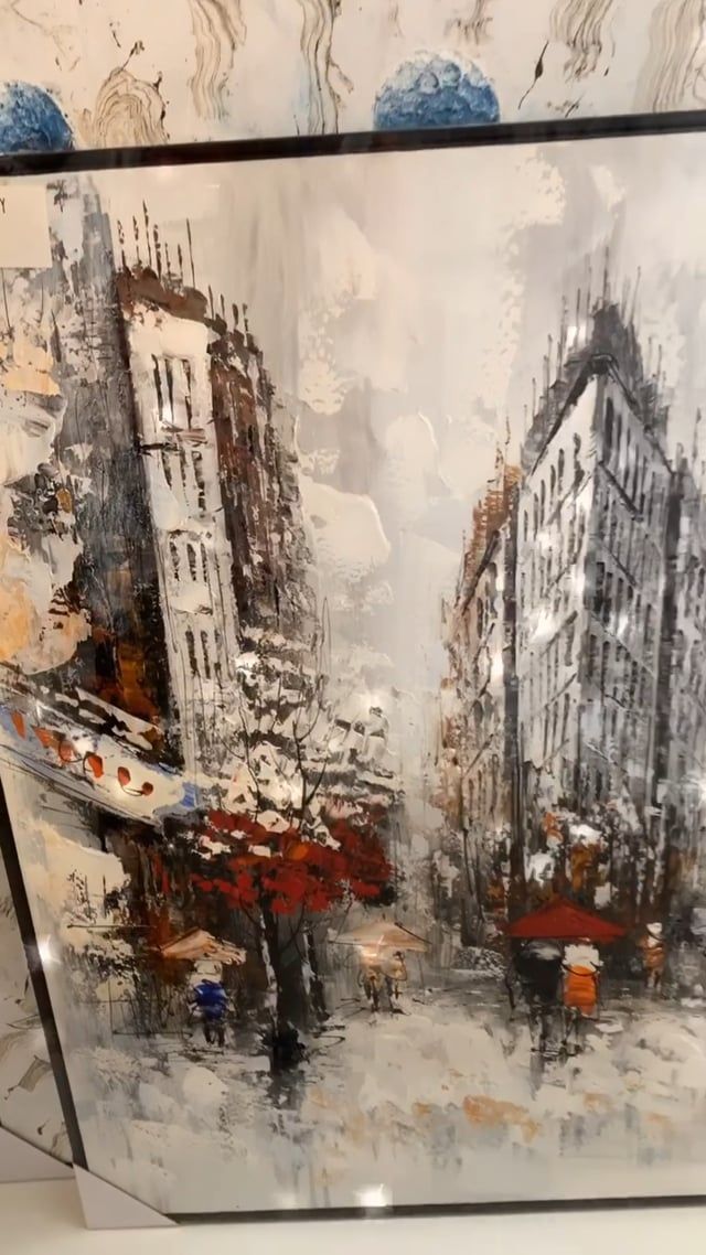 Parapluie City Scene Canvas with Black Frame 80x100cm