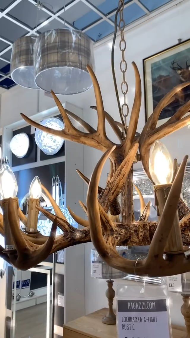 Lochranza 6 Light Rustic Antler Pendant Ceiling Light
