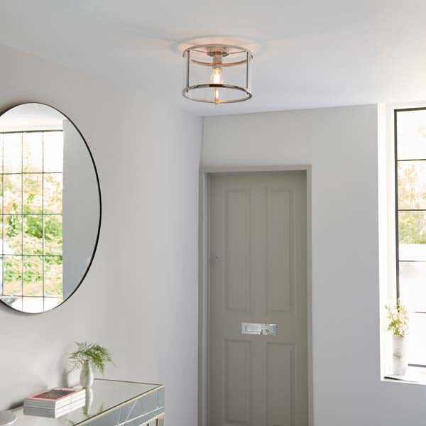 Hopton Flush Polished Nickel Ceiling Light