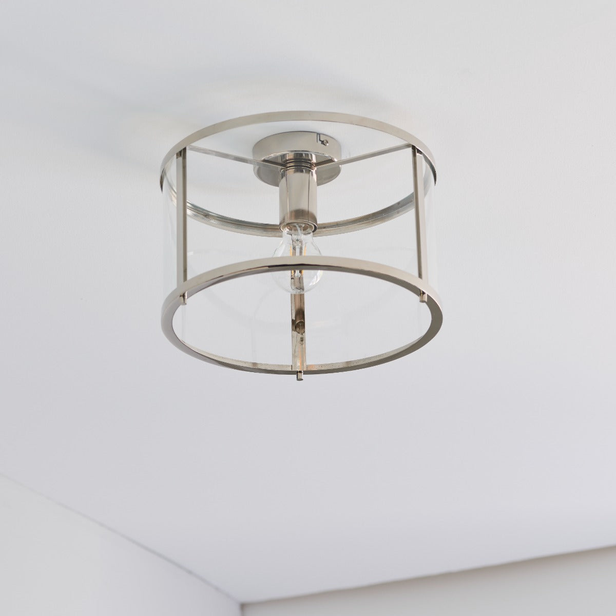 Hopton Flush Polished Nickel Ceiling Light