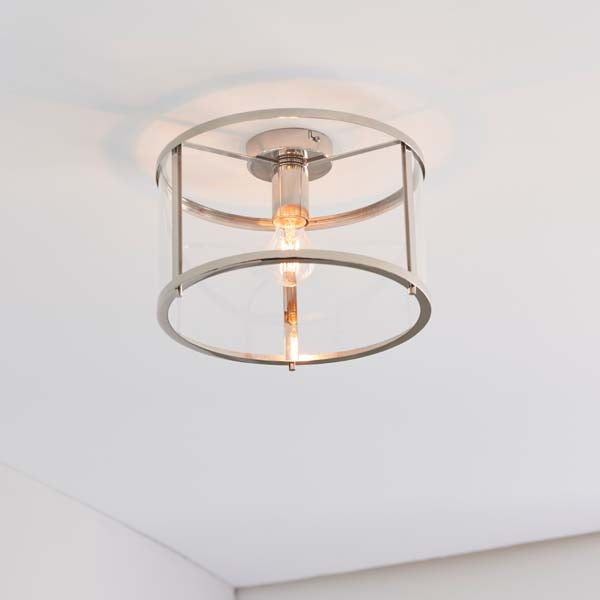 Hopton Flush Polished Nickel Ceiling Light