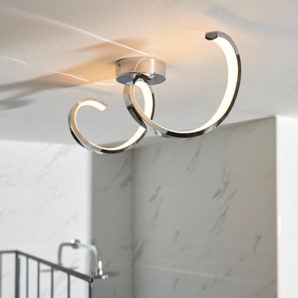 Astral LED Polished Chrome Flush Ceiling Light IP44