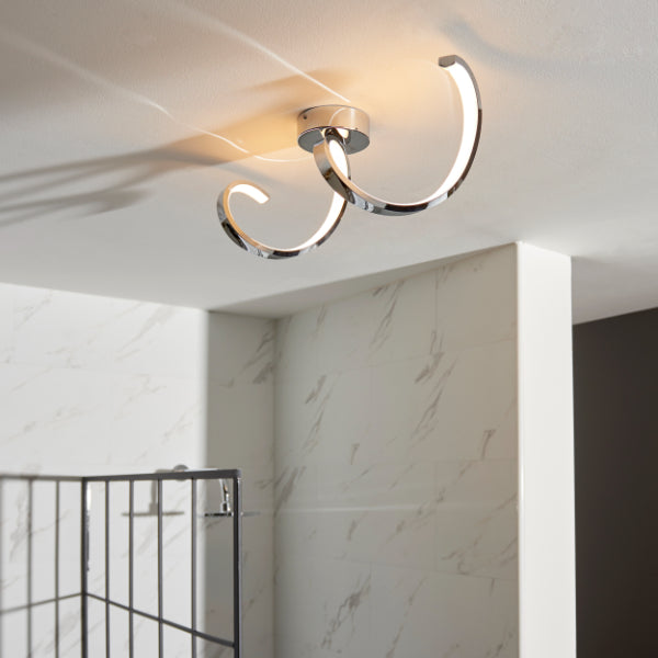 Astral LED Polished Chrome Flush Ceiling Light IP44