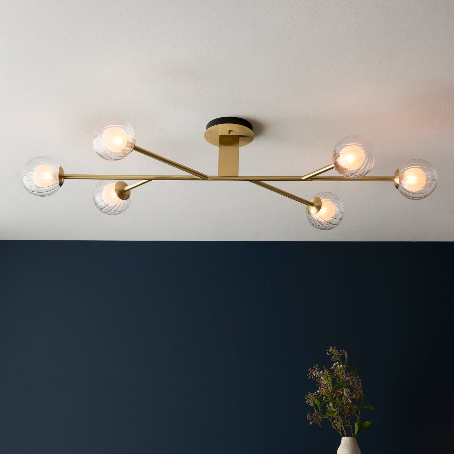 Udo 6 Light Satin Brass Semi Flush Ceiling Light