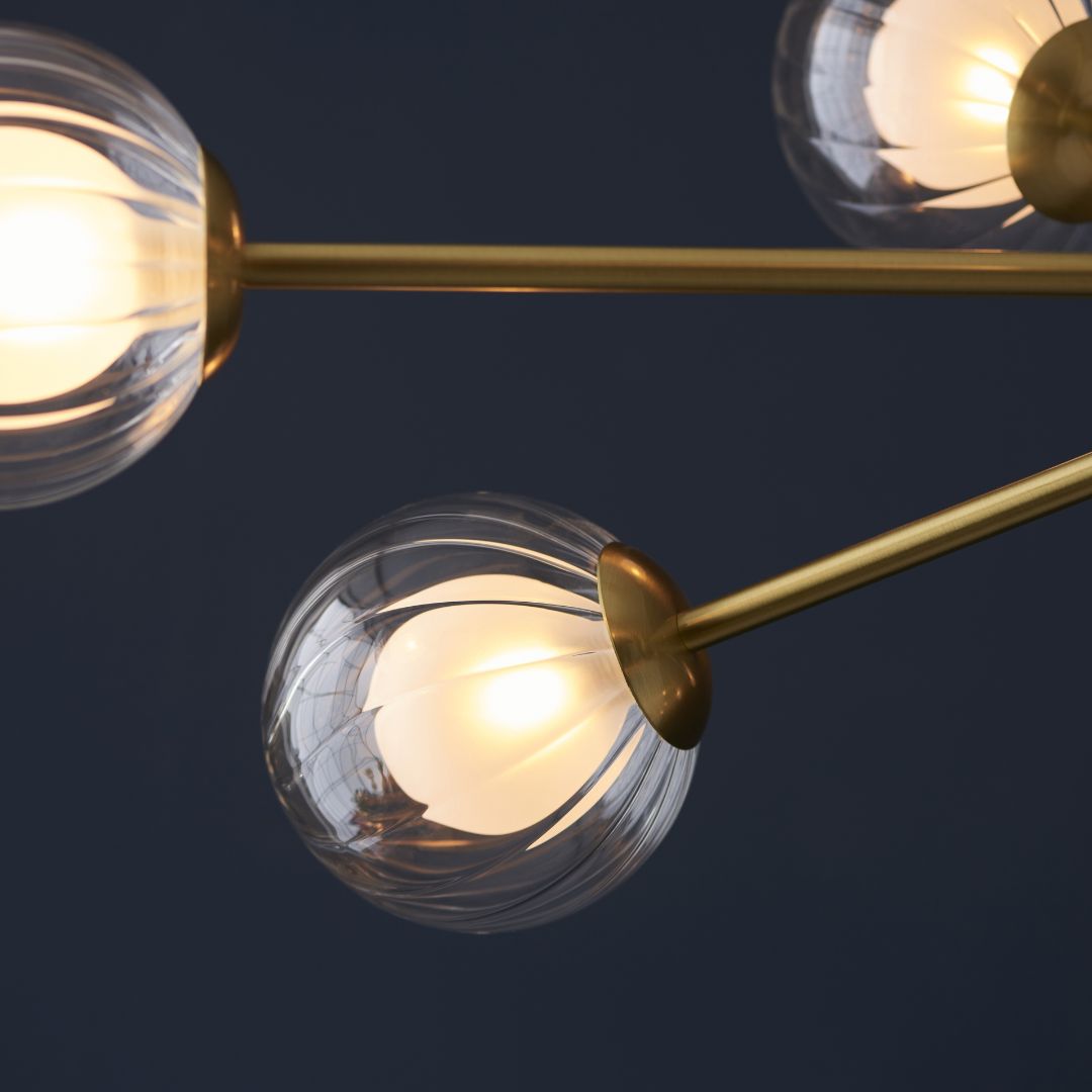 Udo 9 Light sating Brass Ceiling Pendant