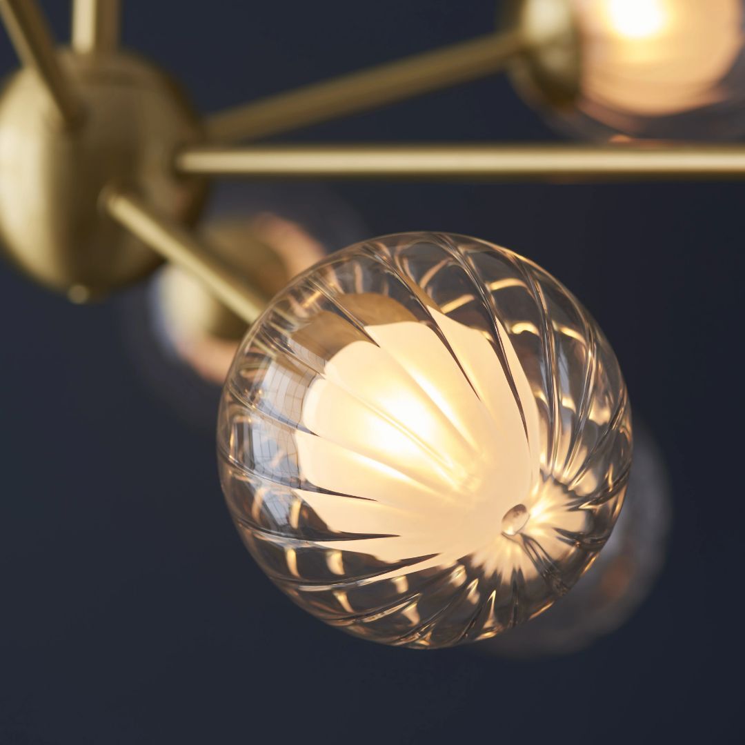 Udo 9 Light sating Brass Ceiling Pendant