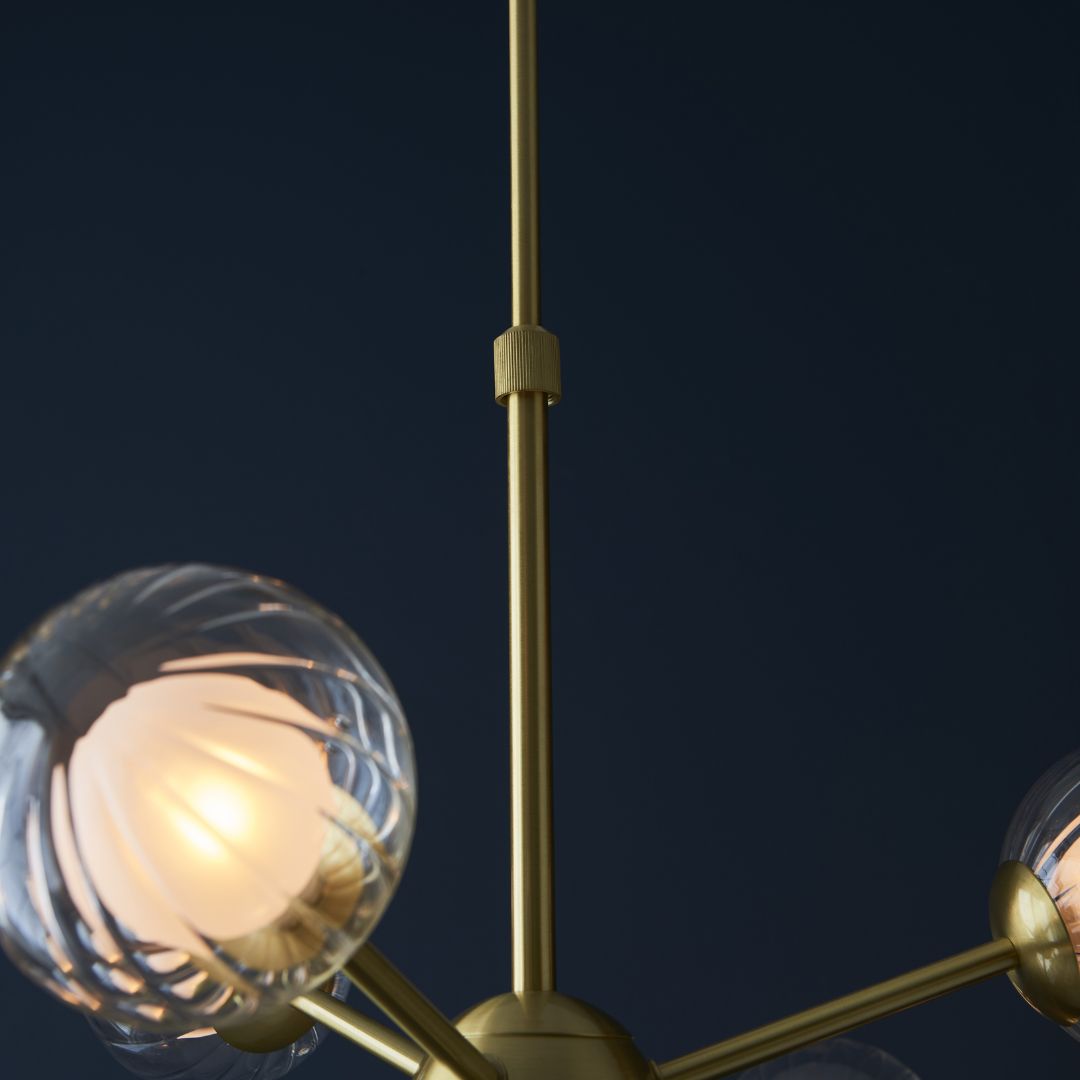 Udo 9 Light sating Brass Ceiling Pendant