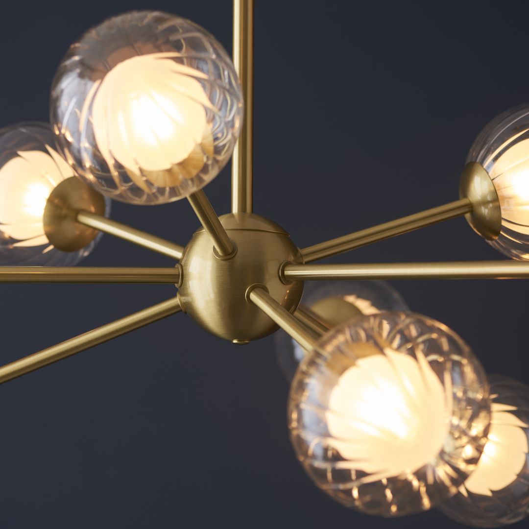 Udo 9 Light sating Brass Ceiling Pendant