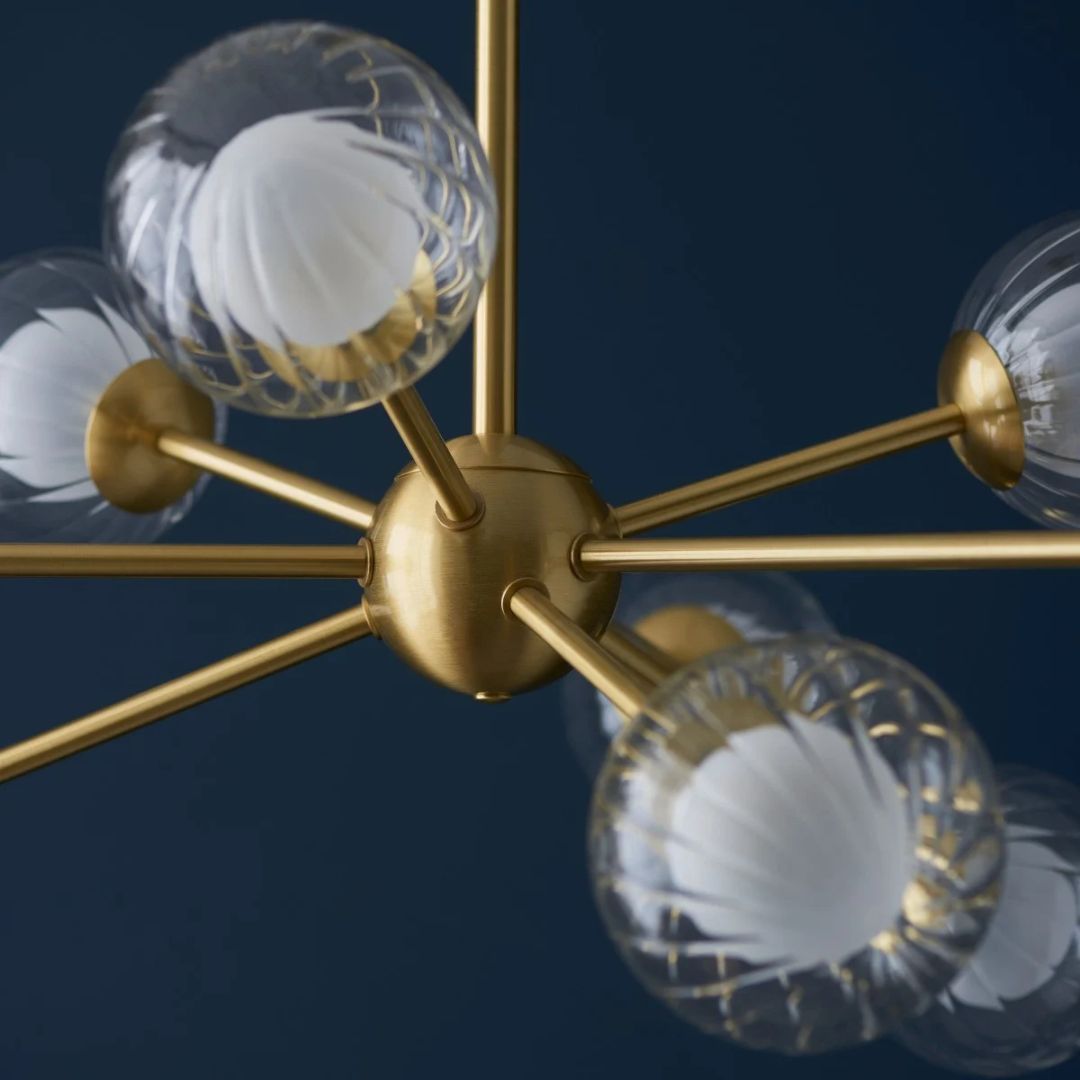 Udo 9 Light sating Brass Ceiling Pendant
