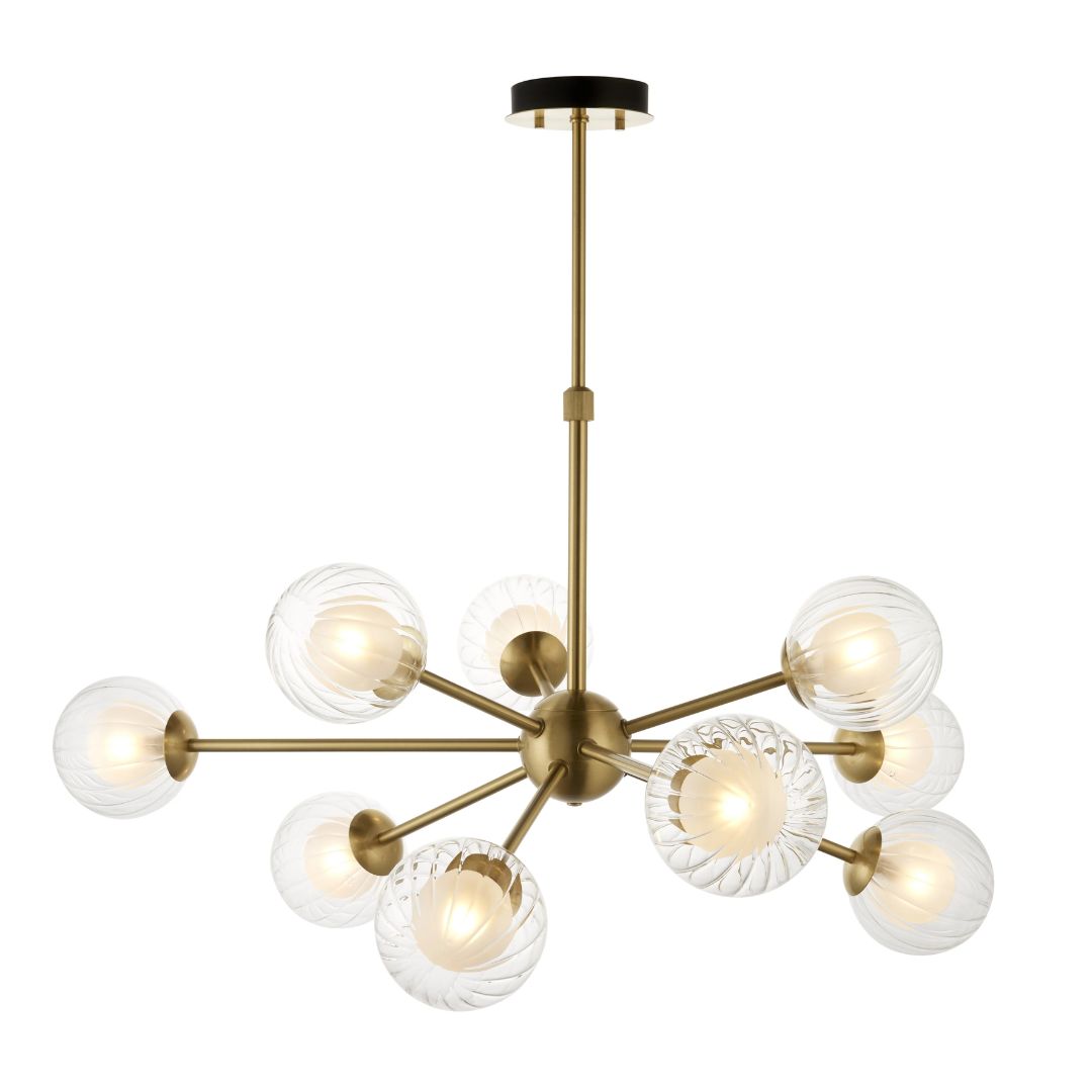 Udo 9 Light sating Brass Ceiling Pendant
