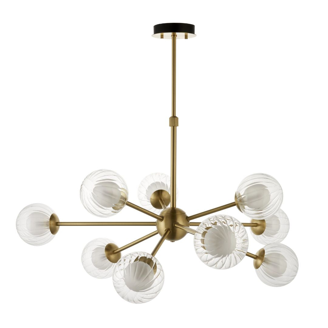Udo 9 Light sating Brass Ceiling Pendant