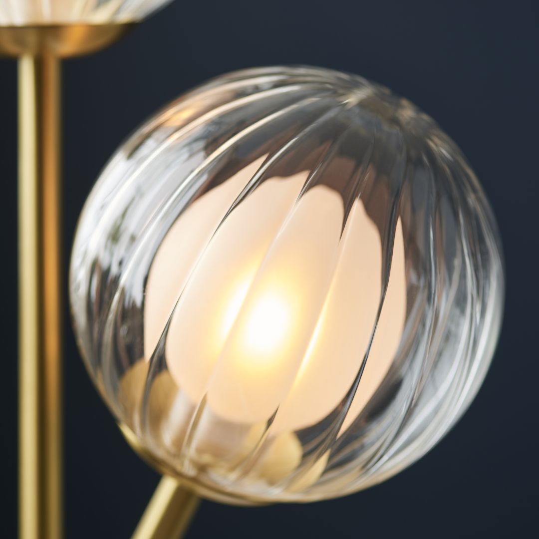 Udo 2 Light Satin Brass Table Lamp with Glass Shades