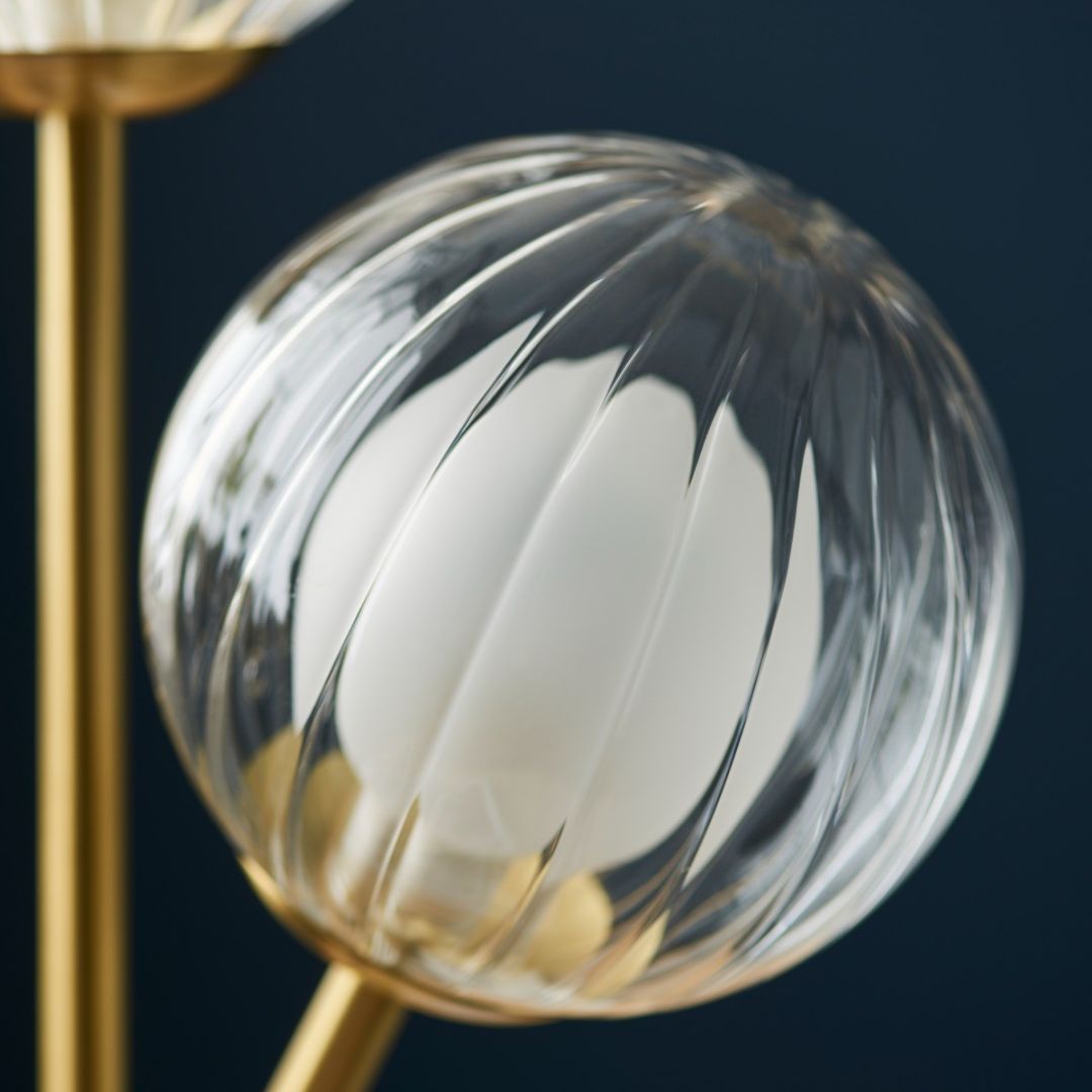 Udo 2 Light Satin Brass Table Lamp with Glass Shades