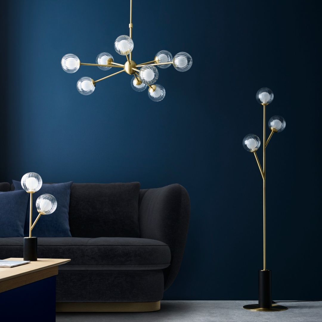 Udo 2 Light Satin Brass Table Lamp with Glass Shades