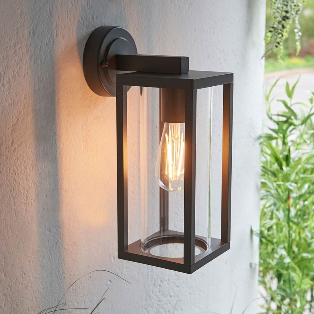 Hamden Black & Glass Outdoor Wall Light
