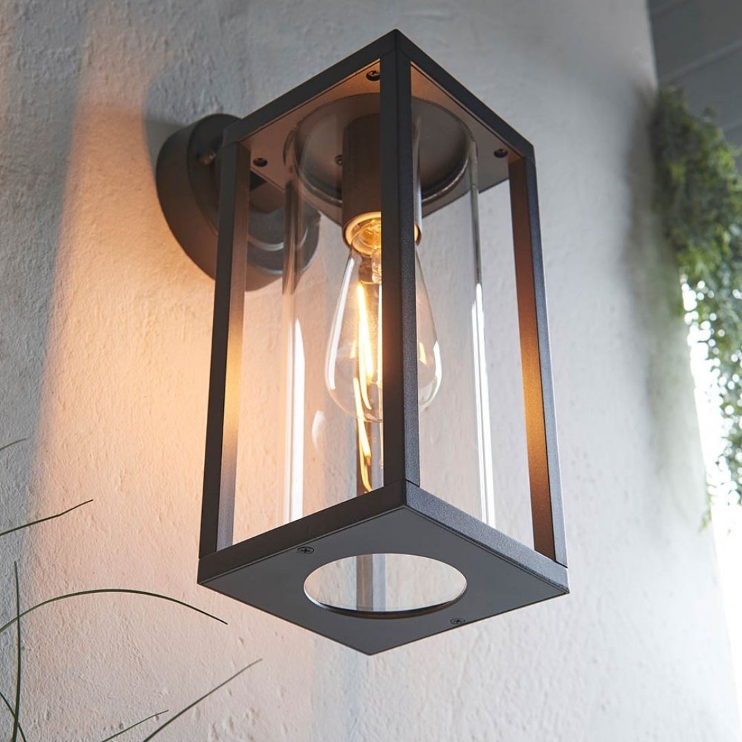 Hamden Black & Glass Outdoor Wall Light