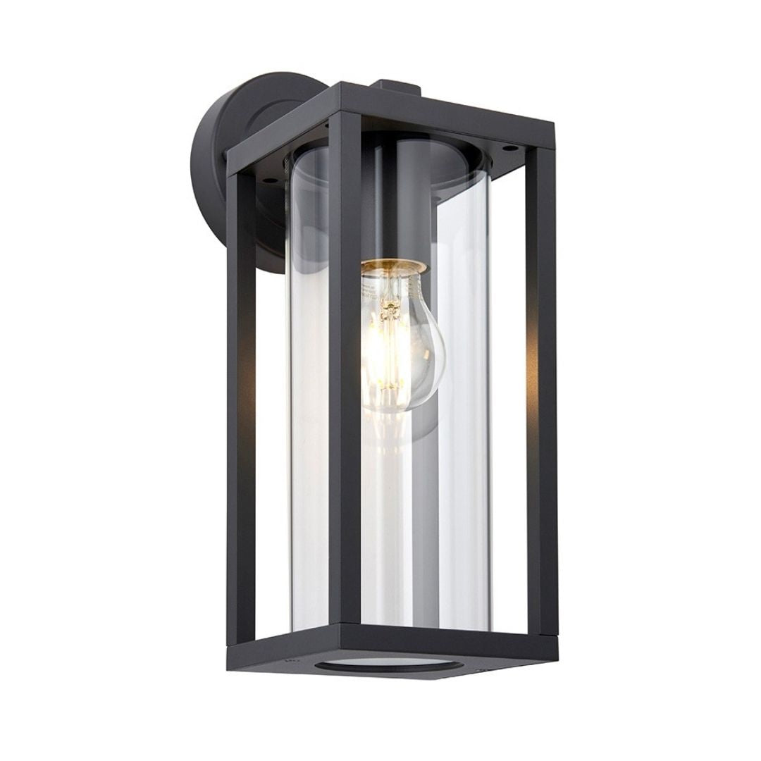 Hamden Black & Glass Outdoor Wall Light