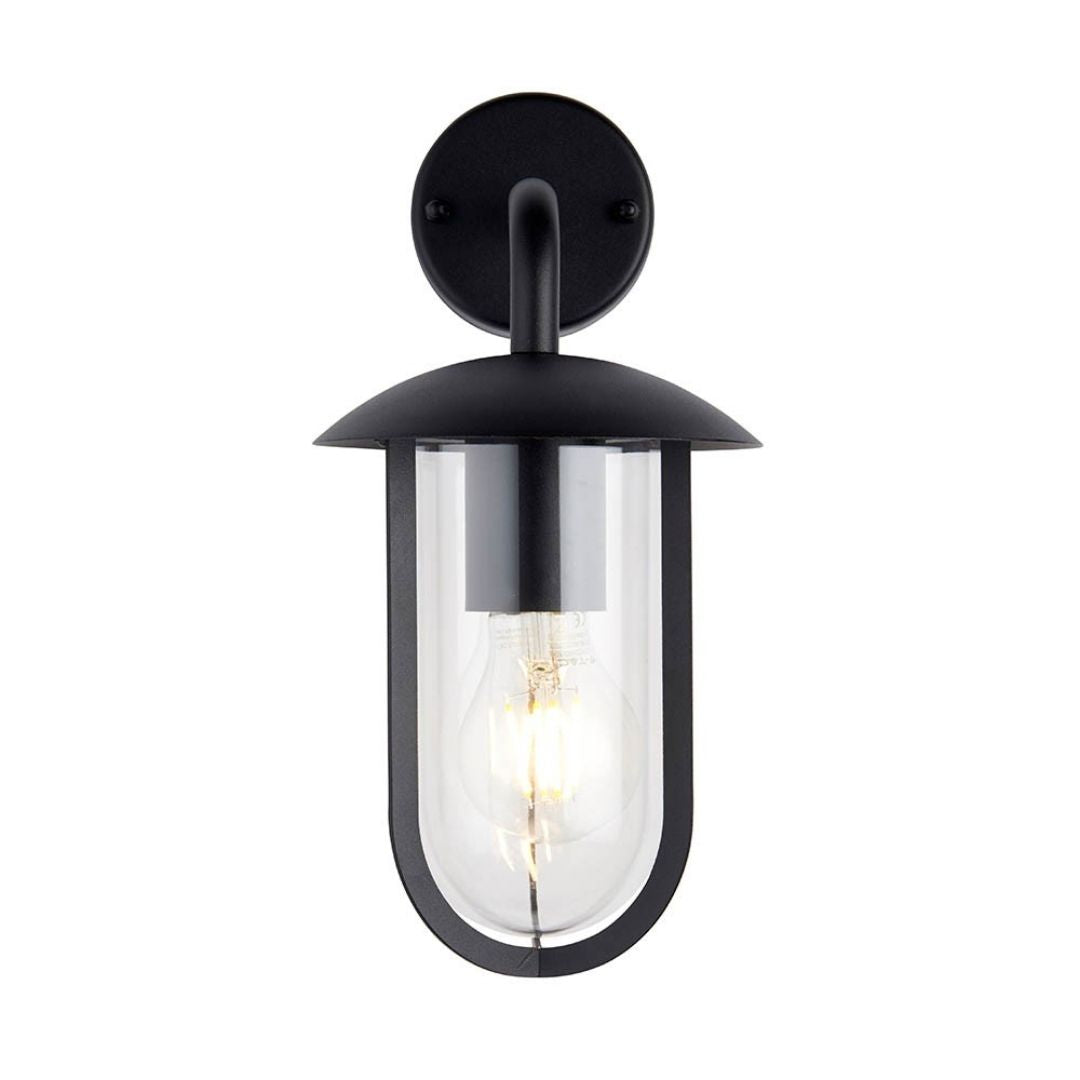 Quinn Matte Black & Clear Outdoor Wall Light