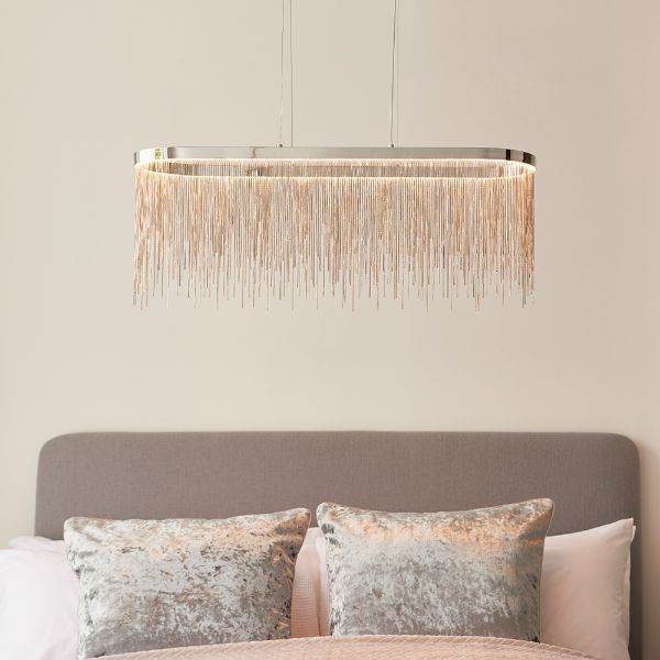 Orphelia Polished Chrome Oval LED Linear Pendant