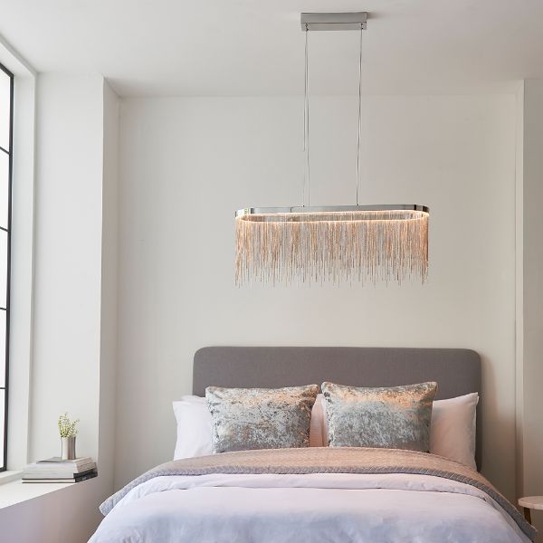 Orphelia Polished Chrome Oval LED Linear Pendant