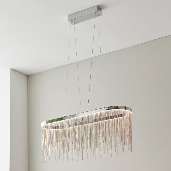 Orphelia Polished Chrome Oval LED Linear Pendant