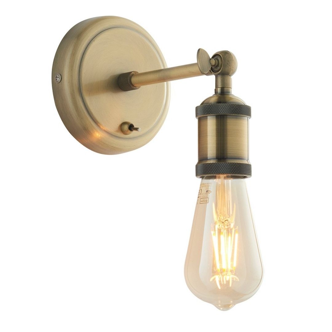 Hal Antique Brass Industrial Wall Light